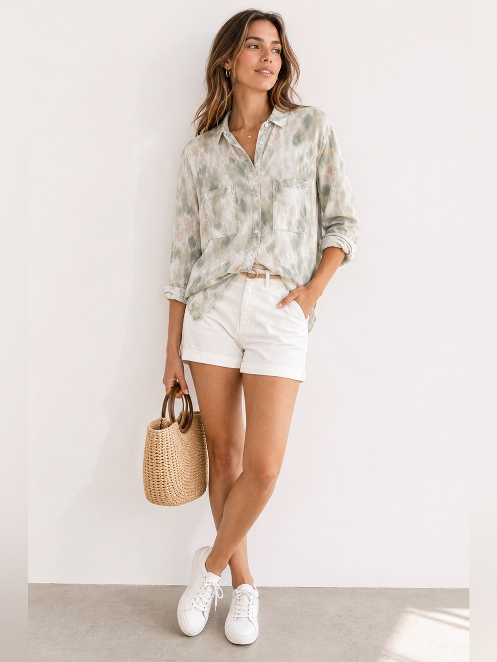 Bella Dahl 100% Tencel Lyocell Cloud Print Button-Up Shirt Size S | Ultra Soft